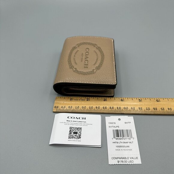 Coach Heritage Snap Wallet in Taupe Leather CM216 NWT - Picture 12 of 14